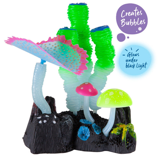 Bubbling Silicone Flat Coral With Green Tunicate Fish Tank Ornament