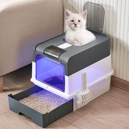 Double Door Cat Litter Box with UV light & Scoop ????? ???????? ??? ????????? Size: 50*35*37CM