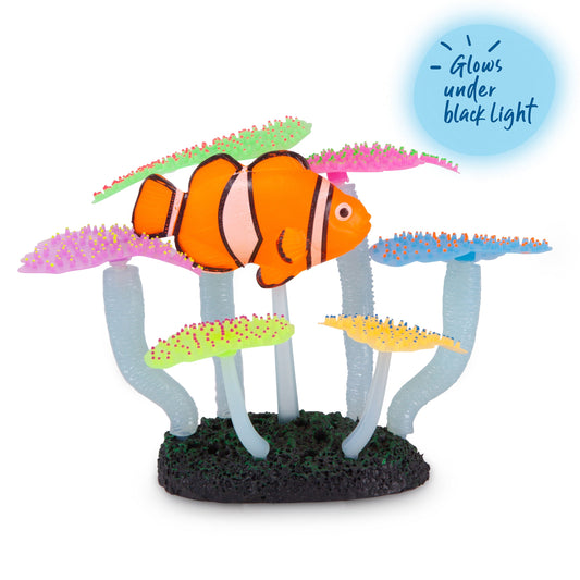 Silicone Fluro Anemone With Clown Fish